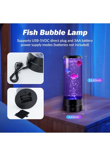 Led Baloncuk Balığı Lambası Çocuklar İçin Hediye, Masa Lambası 1 Çok Renkli