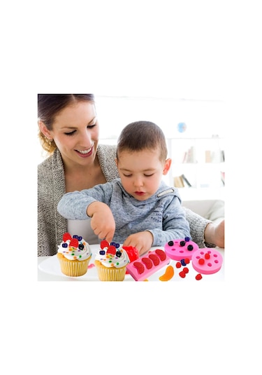 Pxcl 5 Adet Meyve Silikon Kalıp Fondan Meyve Şekilli Jöle Kalıpla Pembe