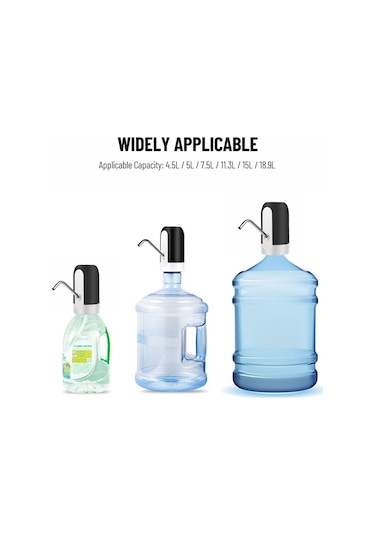 Leezsing Otomatik Elektrikli Su Pompası Galon Su Sebili Şarj Edilebilir Evrensel Gürültüsüz Su Isıtıcısı Pompası Usb Kablosu Siyah