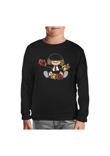 Ac Dc - Ac Dc Cubes Siyah Çocuk Sweatshirt 001 Siyah