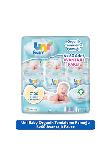 Uni Baby Bebek Temizleme Pamuğu 6 x 60'lı