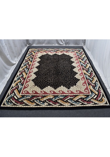 Zehra Abla Halı Yeni 7m2 El Dokuma Eşsiz Üç Boyutlu Oygulu Siyah Hakiki Çin Yün Salon Halısı 5526 Renkli