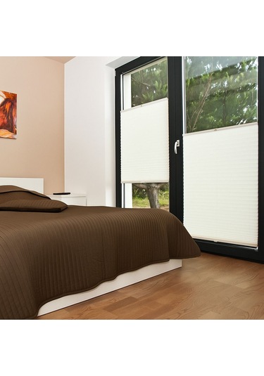 Perdema Yapışkanlı Blackout Plise Karartma Cam Balkon Perdesi - Ofis Perdesi - Mutfak Perdesi - Salon Beyaz V01