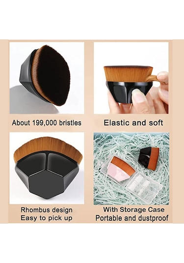 Moveevo Düz Üst Temel Fırçası Makyaj Fırçası Sıvı Krem Pudrayı Karıştırmak İçin Yüz Fırçası Koruyucu Kılıflı Kozmetik Fırçası