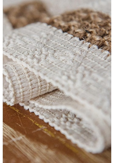 Pamuk Dantel Runner 35x145 Cm Masa Örtüsü Açık Kahve, Krem