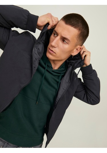 Jack & Jones JJERUSH HOOD Erkek  Siyah Yağmurluk