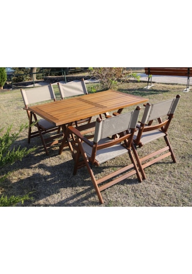Fethiye Katlanır Ahşap Bahçe Balkon Seti 80X140 Masa, 4 Sandalye Kahverengi Fethiye Katlanır Ahşap Bahçe Balkon Seti 80X140 Masa, 4 Sandalye Kahverengi