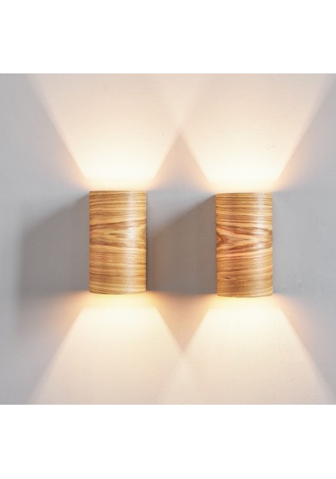 Bombe Yansıtma Çift Yönlü Ahşap Salon Duvar Aplik Avize Gu 10 Duy Amber