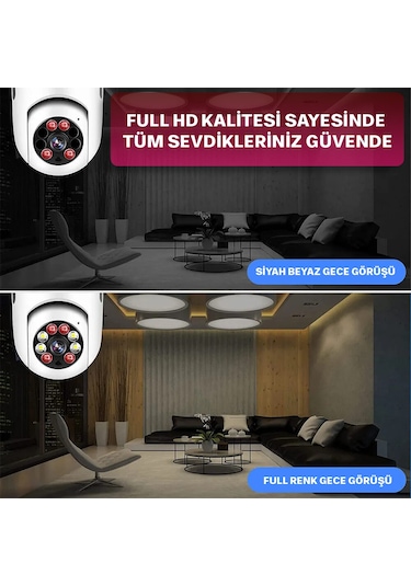 Yoosee Ev Güvenlik WIFI Panoramik Kamera Hd Ampul Uzaktan İzleme Kablosu