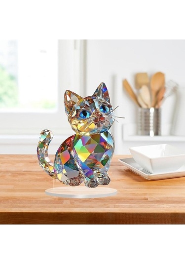 Pazly Suntek Sevimli Sanatları Modern Minyatür Kedi Heykeli El 16cmx20cm Aa 16cmx20cm