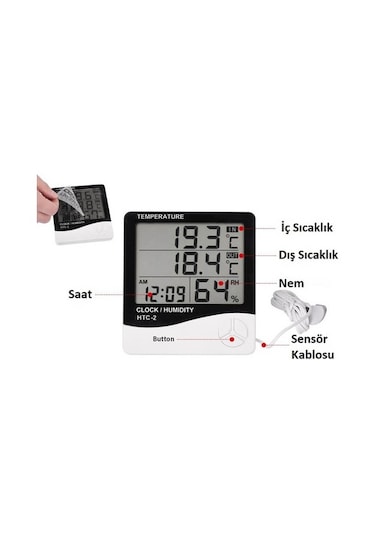 Dijital Ekranlı Termometre Isı Nem Sıcaklık Ölçer