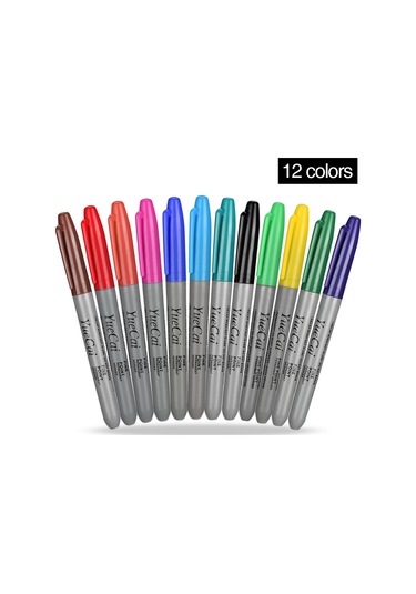 Teltree 12 Renkli Su Geçirmez Dövme Kalemi - Hızlı Kuruyan Cilt Tasarımı İçin