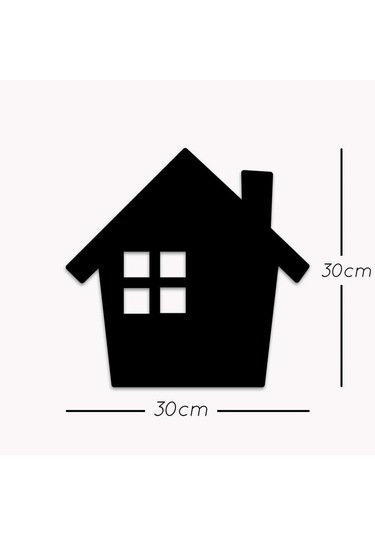 CajuArt Siyah Ev Şekilli Led Işıklı Ahşap Duvar Dekor Ahşap Tablo