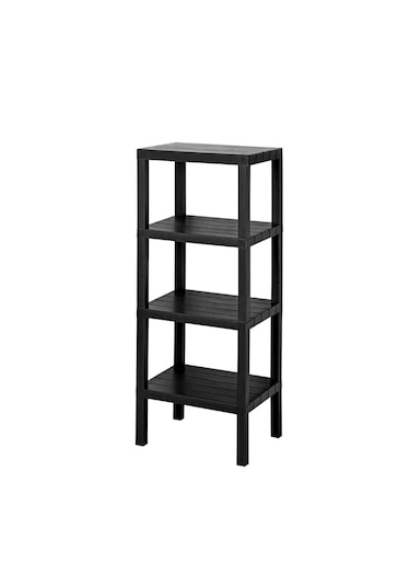 4 Raflı Dikey Raf Düzenleyici Plastik Raf Ünitesi Siyah, Kitaplık Siyah