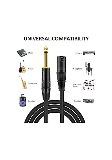 Chuangyinshop Profesyonel Ses Kablosu Xlr Erkek 6.35 Ts Mikrofon Kablosu 15ft