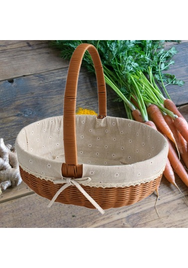 Homyl Taklit Rattan Piknik Sepeti Dokuma Meyve Stil C