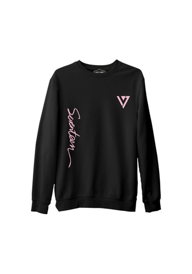 Seventeen - Logo Siyah Erkek Kalın Sweatshirt