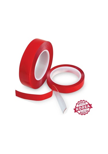 Çift Taraflı Bant 30mm X 5 Mt Kırmızı Şeffaf