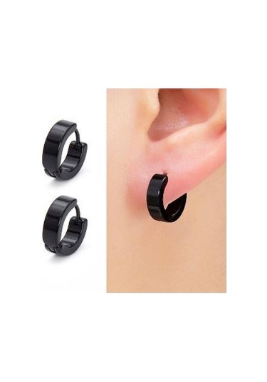 Hdmarketim 316 L Siyah Halka Çelik Küpe 5 MM Siyah
