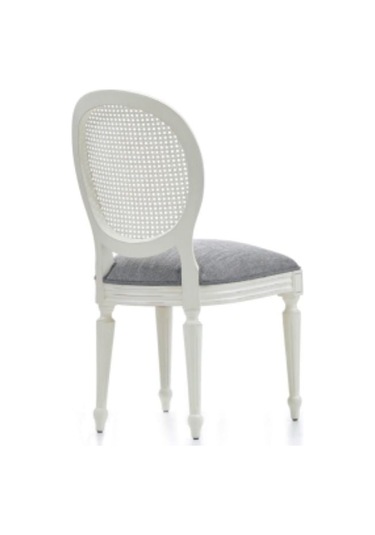 Madalyon Hazeranlı Ahşap Klasik Sandalye Beyaz - Gri