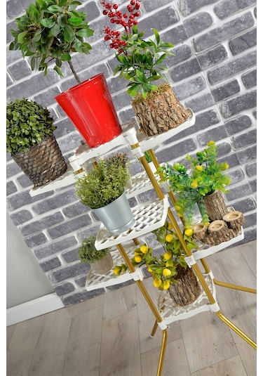 Fullreyon Vailante 8'Li Çiçeklik Saksı Standı Dekoratif Saksılık Diğer