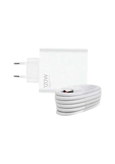 120 Watt Turbo Hızlı Şarj Aleti Seti Hızlı Şarj Adaptörü Beyaz