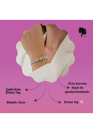 Eva Takı Store Mesh Charm Yıldız Yüzük Çelik Bileklik Gümüş