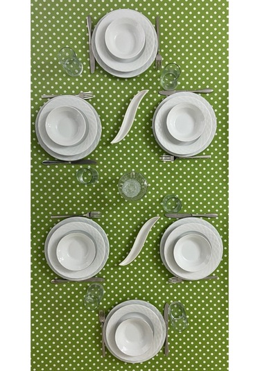 Sıvı Geçirmez Puantiyeli Dertsiz Masa Örtüsü Yeşil