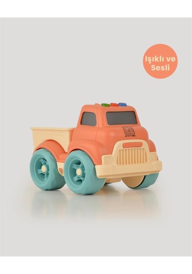 Let's Be Child Sesli Ve Işıklı Minik Pikap 31016 Turuncu - Bej Kasalı, Çocuklar İçin Oyuncak Pikap