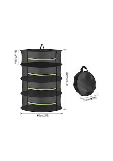 4 Seviyeli Bitki Kurutma Filesi Yeşil Yeşil