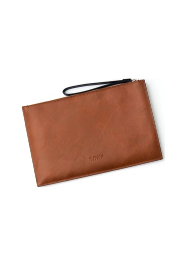 Beverly Hakiki Deri Taba Kahve Kadın Cepli Fermuarlı Rfid Korumalı Portföy Çanta Taba