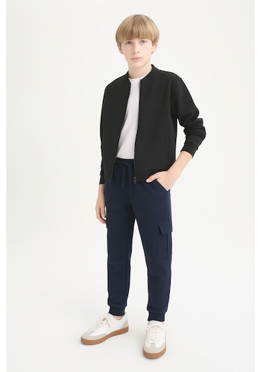 Erkek Çocuk Basic Kargo Cepli Jogger Paça Okul Eşofman Altı Ak2322-1 Lacivert