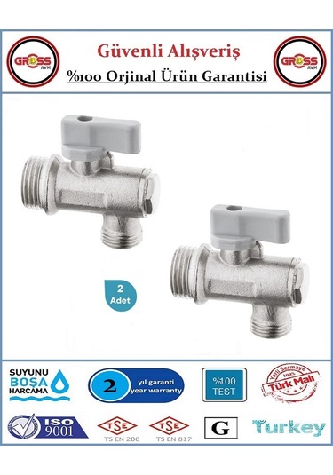 Küresel Taharet Musluğu - Ara Musluk - %100 Prinç - 2 Adet