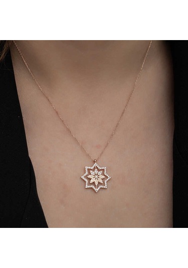 Artsmagazinmücevher Gümüş Rose Kar Tanesi Kadın Kolye