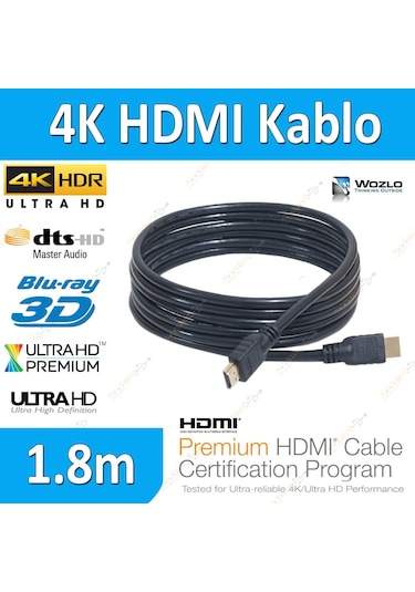 4K 1.8 Metre 4K 3D Ultra Hd Ethernet Destekli Altın Uç Hdmi Kablo