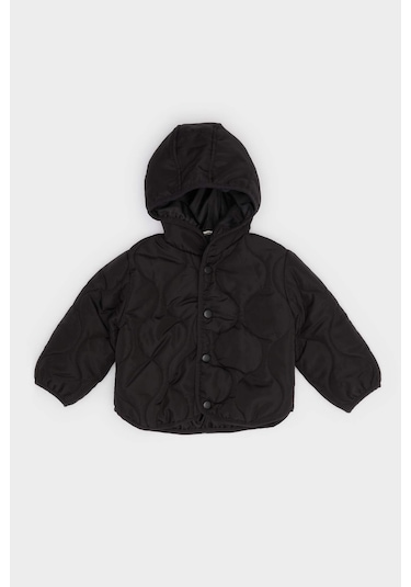 Defacto Erkek Bebek Su Geçirmez Kapüşonlu Çıtçıt Kapamalı Kapitoneli Mont E8234a525aubk27 Siyah