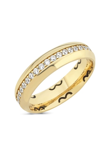 Altın Alyans Taşlı 5mm Bayan T12744 Renkli