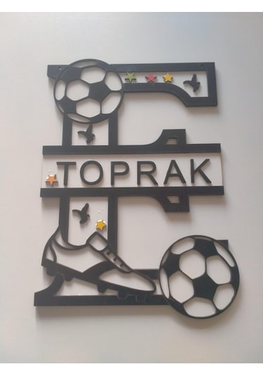 Çocuk Odası Kapı Veya Duvar Süsü Kişiye Özel İsim Yazılı Beyaz - Siyah