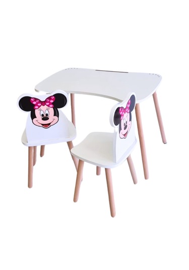Çocuk Aktivite 1 Masa 2 Sandalye Takımı 4-12 Yaş Minnie Mouse