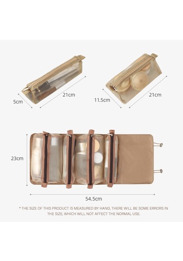 4'lü Kadın Kozmetik Çantası, Fermuarlı, Ayrılabilir, Katlanabilir, Makyaj Fırça Çantası 6