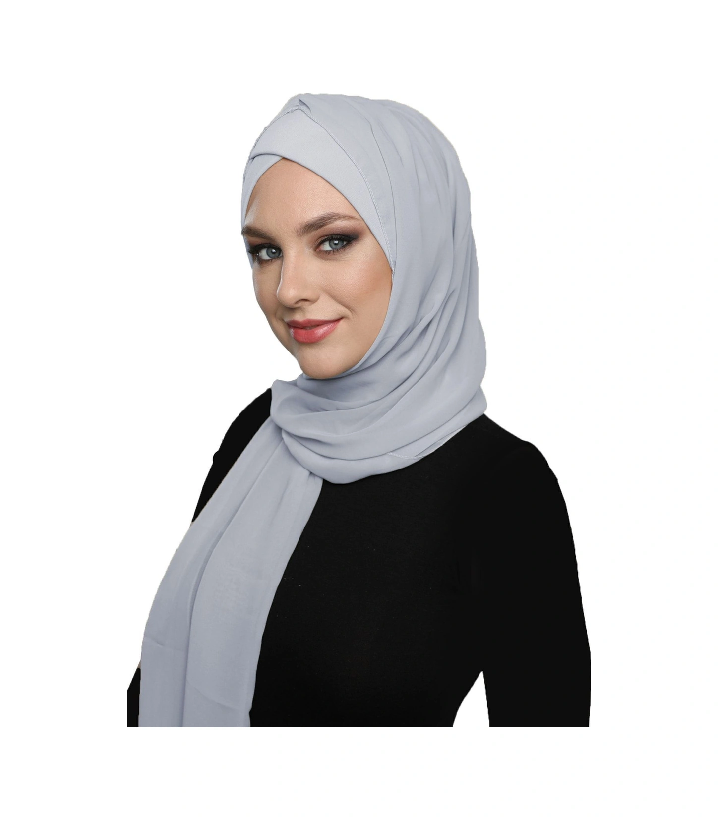 Şallı Takmatik Sade Açık Gri Hazır Türban Tesettür Bone Namaz Örtüsü Açık Gri