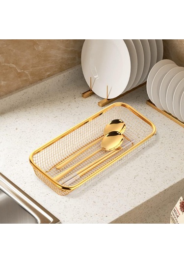 Git Satın Al Mutfak Çekmecesi Organizatör, Git Paslanmaz Çelik Depolama Konteyneri Gül Altın Metal Dolap Depolama Sepeti Altın