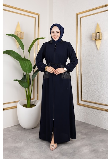 Cep Detaylı Bağlamalı Ferace - Lacivert / F0138 Lacivert