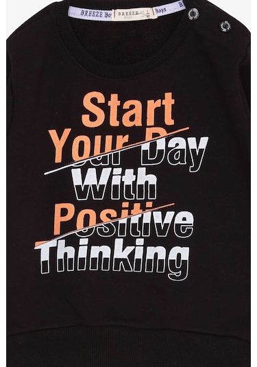 Breeze Erkek Çocuk Sweatshirt Yazı Baskılı 2-6 Yaş, Siyah