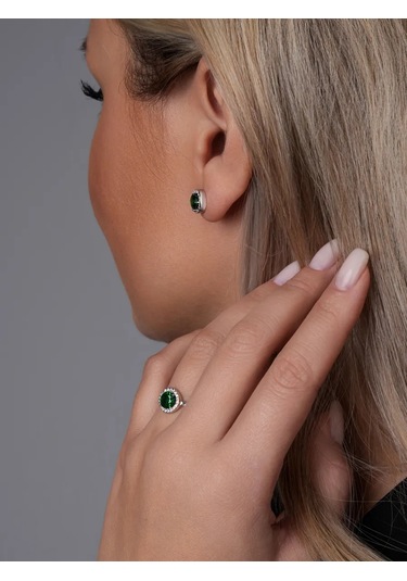 Lucente 925 Ayar Gümüş Taşlı Yüzük 158702307 Yeşil