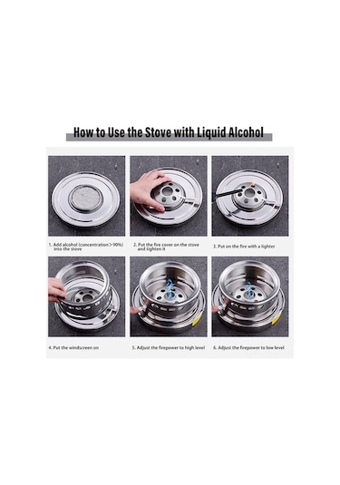 Pazly Taşınabilir Paslanmaz Çelik Alkol Ocaklı Açık Hava Barbekü Kamp Piknik Yemek Pişirme Tencere Gümüş Gümüş