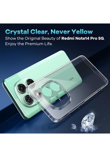 Redmi Note 14 Pro 5g Kılıf Şeffaf Silikon + 9h Temperli Cam Set