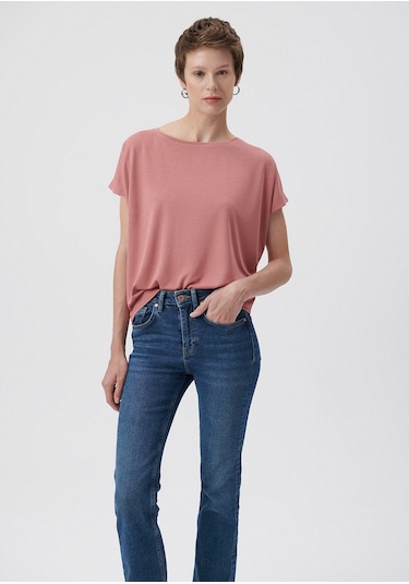 Mavi - Lux Touch Pembe Modal Tişört 167245-71072 Pembe