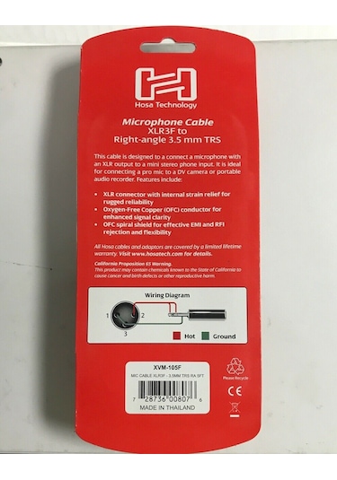 Hosa Xvm-105F Xlr (F) 3.5 Mm Trs (M) Stereo Mikrofon Kablosu 1.