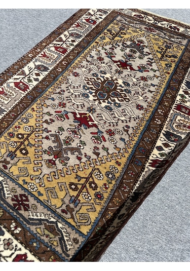 El Dokuma Sıfır Yahyalı Halısı 120x190 Kahve Krem Kök Boya Halı Kahverengi - Krem